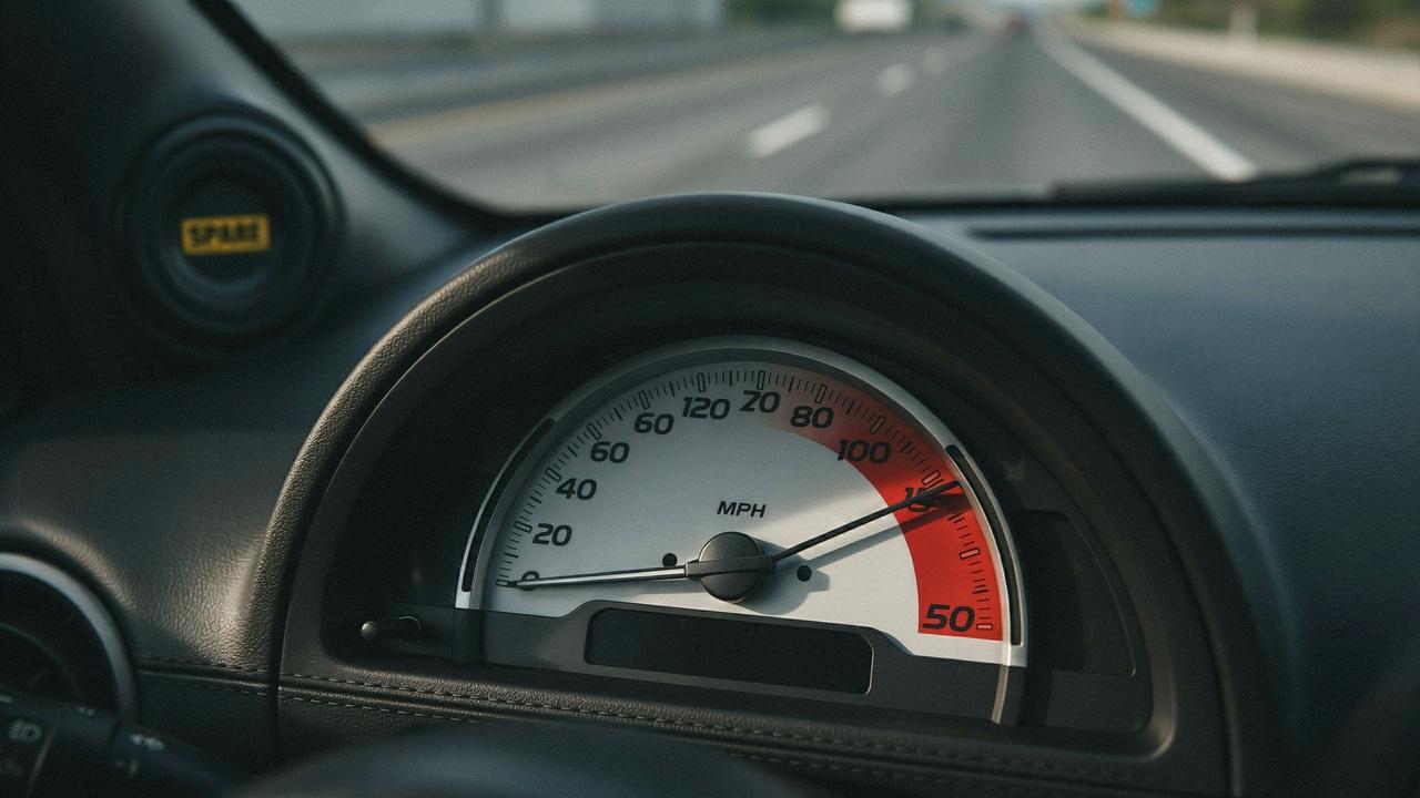 Speedometer showing safe limit of 50 mph for a donut spare tire.</strong></p>
<p>Speed matters just as much as distance when using a spare. Going too fast can cause the spare to fail much sooner than expected”></p>
<h3>Maximum Speed for a Donut Spare Tire</h3>
<p>Most donut spares are rated for a top speed of 50 miles per hour.</p>
<p>Driving faster than this puts extra strain on the smaller tire and increases the chance of a blowout.</p>
<h3>Maximum Speed for a Full-Size Spare Tire</h3>
<p>A full-size spare can usually handle normal driving speeds.</p>
<p>Even so, it is wise to stay a bit below the posted speed limit until your main tire is repaired.</p>
<h3>Why Driving Too Fast on a Spare Tire Is Risky</h3>
<p>Spare tires are not built the same way as your regular tires.</p>
<p>They often have thinner materials and a different tread pattern.</p>
<p>Speeding on a spare raises heat buildup, which can lead to sudden tire failure.</p>
<h2>What Happens If You Drive Too Long on a Spare Tire?</h2>
<p><img decoding=