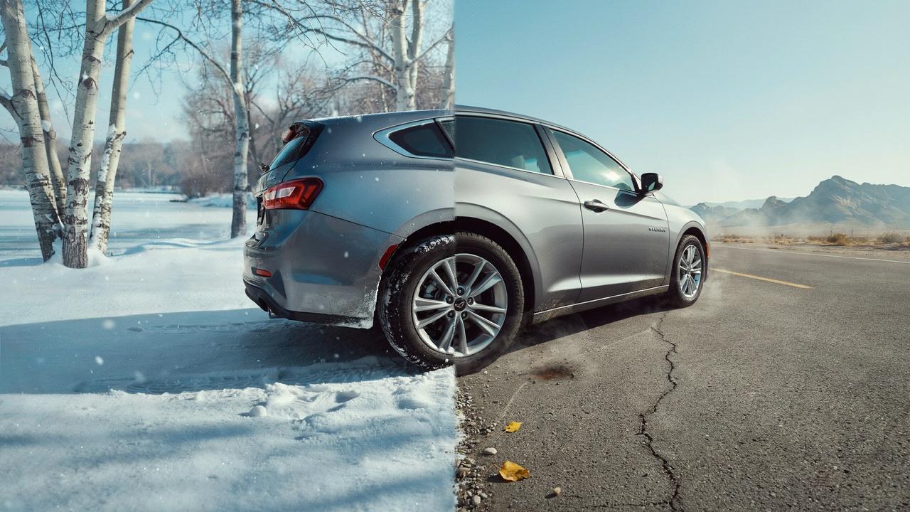 Seasonal temperature changes affecting tire pressure.