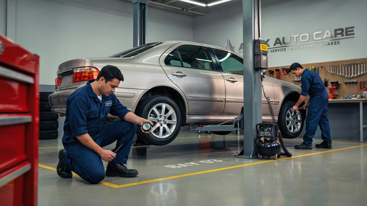 Checking and maintaining correct tire pressure.