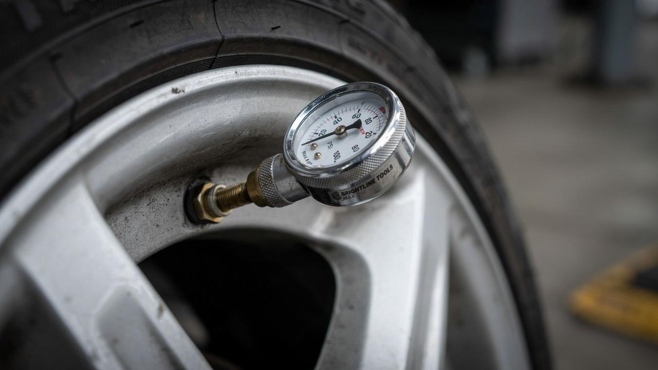 Damaged valve stem that may be causing a tire air leak.