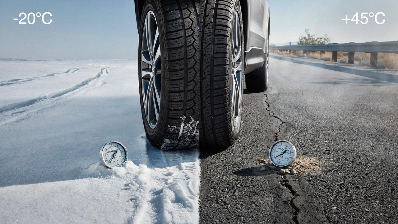 Seasonal temperature changes affecting tire pressure levels.