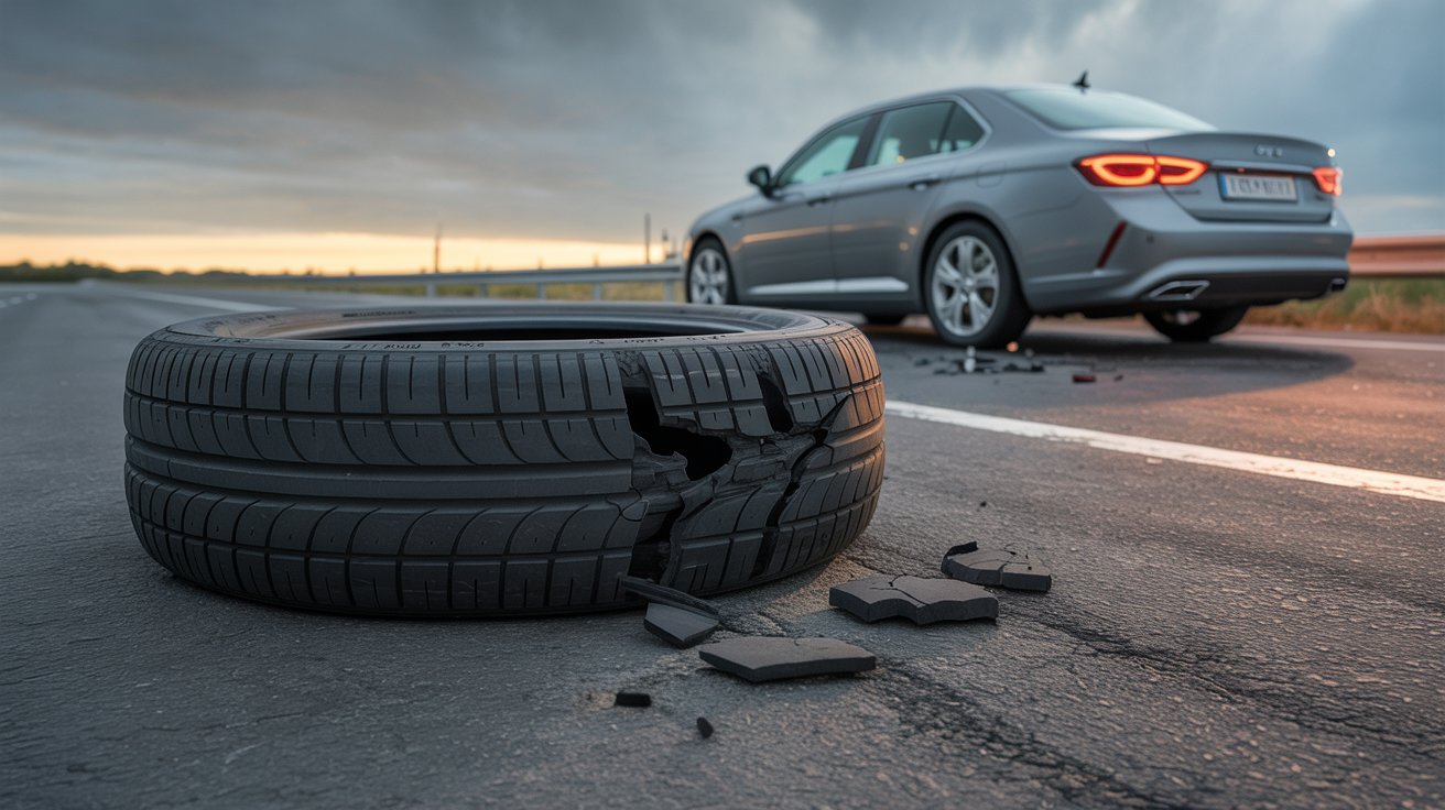 Deep tire sidewall cracks that increase the risk of a tire blowout.